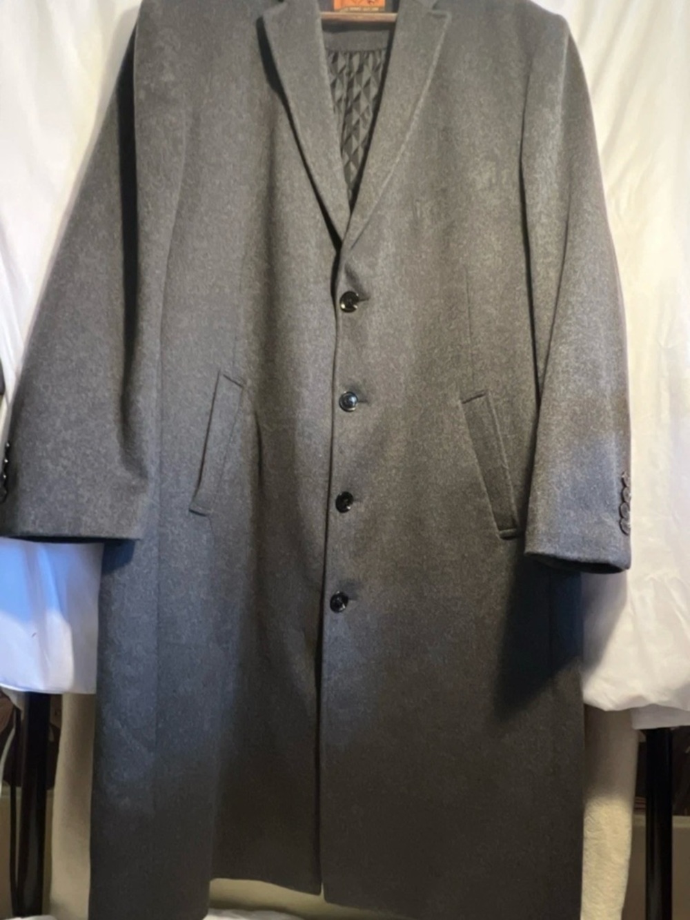 Men's Charcoal Trench Coat - Tailored Wool Blend Overcoat